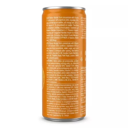 Enhanced Ingredients and product information on Rauch Bravo Select Orange Juice can