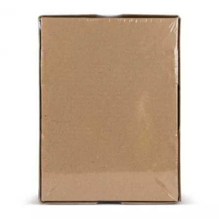 Enhanced Back view of Garousca Palestinian Medjool Dates Delight box showing sealed brown packaging