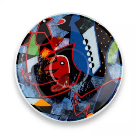 Enhanced Café Najjar abstract design saucer with bold colours for Arabic coffee cup