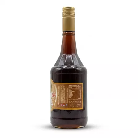 A 600ml bottle of Al Dayaa Tamarind Syrup, showing the rear nutritional information and ingredients label, presented on a pure white background with professional lighting and soft, equal shadows.