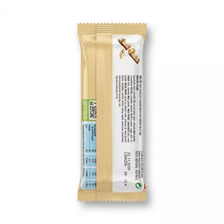 Enhanced Back of Kinder Bueno White Chocolate Bar showing ingredients