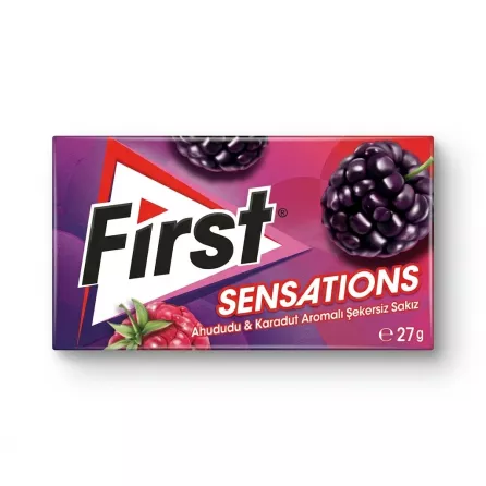 Enhanced First Sensations sugarfree raspberry and mulberry gum 27g front pack