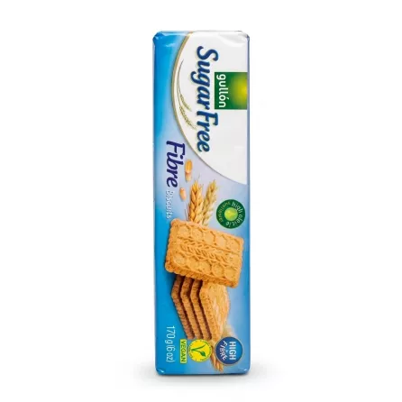Enhanced Front view of Gullón Sugar Free Fibre Biscuits vegan 170g pack