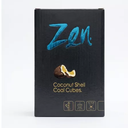 Enhanced Box of Zen Coconut Shell Coal Cubes with gold and blue branding