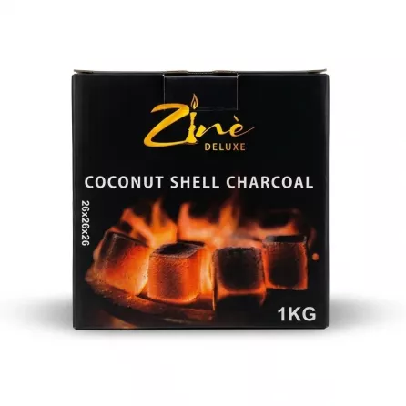 Enhanced Front of Ziné Deluxe Coconut Shell Charcoal 1KG box