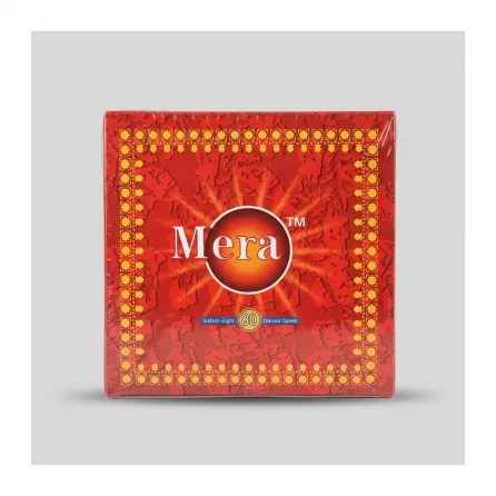 Enhanced Front view of Mera Instant-Light Charcoal Tablets 80 pack in red packaging