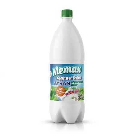 Enhanced Front label of Memax Ayran Peppermint Flavour Yoghurt Drink 1.5L bottle