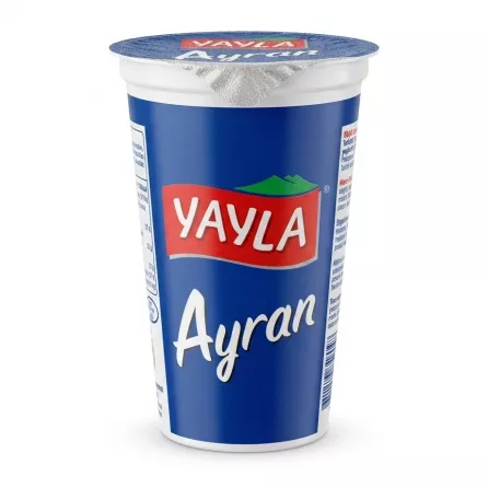 Enhanced Front view of Yayla Ayran Turkish yoghurt drink 250ml cup