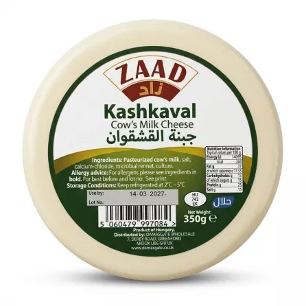 Enhanced ZAAD Kashkaval Cow's Milk Cheese 350g round package front label