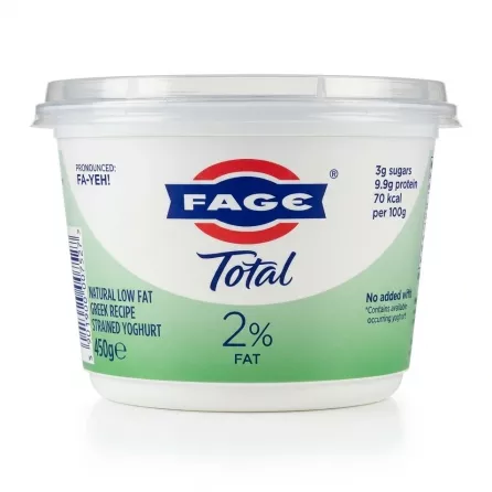 Enhanced Front label of FAGE Total 2% Greek Recipe Strained Yoghurt 450g