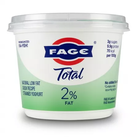 Enhanced FAGE Total 2% Greek Yoghurt large front label in a store