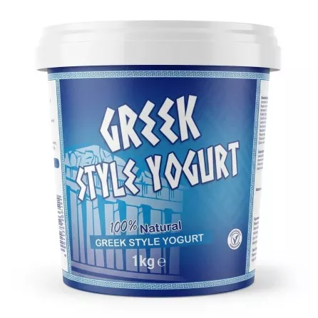 A 1kg tub of Aytac Greek Style Yogurt with blue and white packaging and classic text.