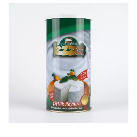 Enhanced Lezzet Çiftlik Peynir Full Fat Turkish Cheese tin front view