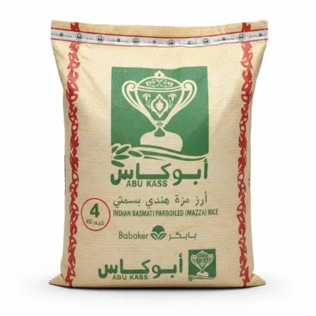 4kg bag of Abu Kass Indian Basmati Parboiled (Mazza) Rice with green and red label