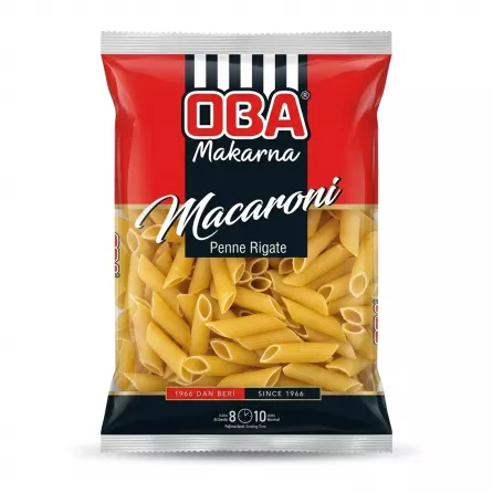 Front view of OBA Penne Rigate Macaroni Pasta 400g pack in store