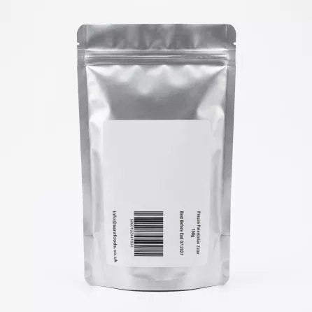 Back of Madina Dates Zaatar pack showing barcode, best before date and blank label