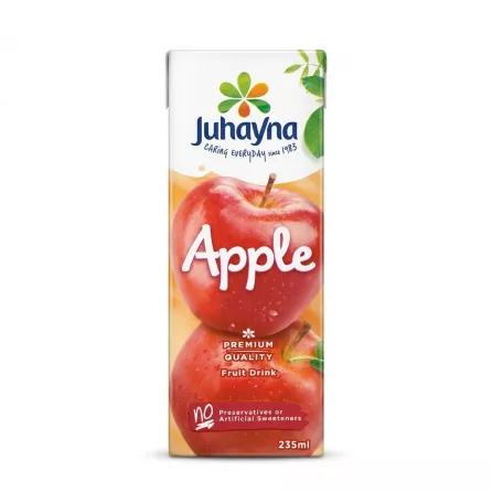 Front of Juhayna Apple Fruit Drink 235ml carton, showing apple imagery and product name
