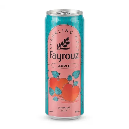 Front view of Fayrouz Sparkling Apple Malt Drink 330ml can