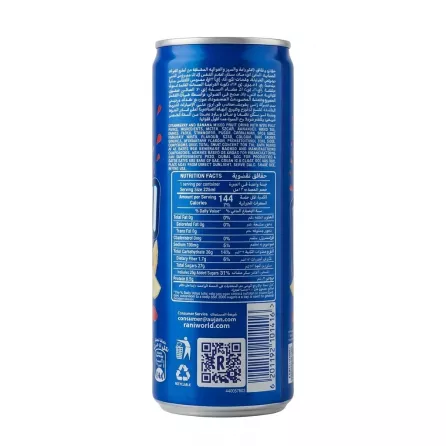 Back side of Rani Float can showing nutrition facts and ingredients