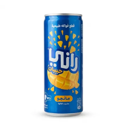 Front view of Rani Float Mango Drink can with Arabic text