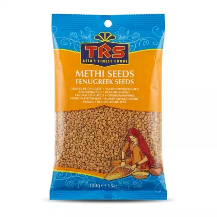 Front of TRS Methi Seeds Fenugreek Seeds 100g pack