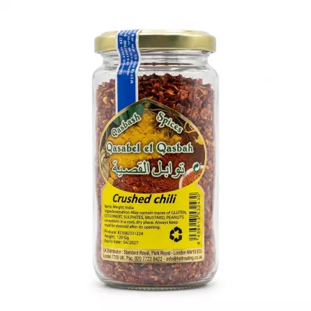 Qasbah Spices Tawabel el Qasbah Crushed chili jar front label and barcode