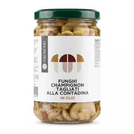 Front of Italgriofi Funghi Champignon Tagliati Alla Contadina in Oil jar