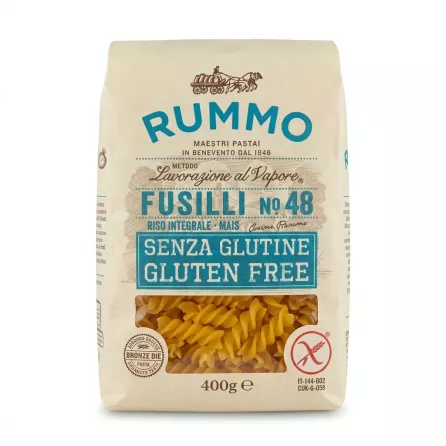 Front view of Rummo Fusilli No.48 Gluten Free Pasta 400g pack