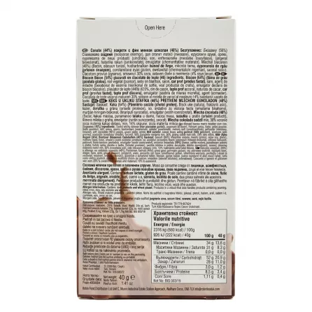Back of Biscolata Stix Milk Chocolate box with ingredients and nutritional information