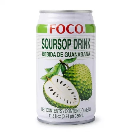 FOCO Soursop Drink 350ml can front showing soursop fruit illustration