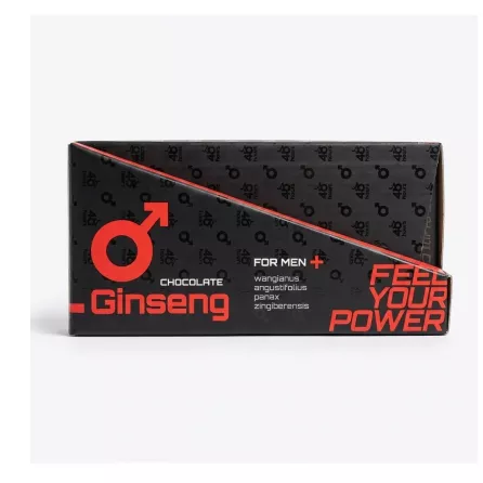 Side of 48 Hours Ginseng Chocolate box showing product branding
