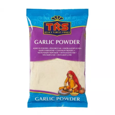 Front of TRS Garlic Powder packet with price and illustration