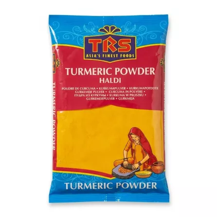 Front of TRS Turmeric Powder 400g pack with colourful design