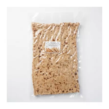 Packaged London Sangaki whole wheat flatbread with label and price