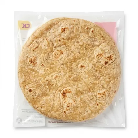 Top view of original rotis in clear packaging