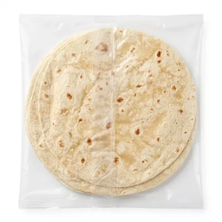 Packaged Sofra 25cm tortilla wraps showing contents and texture