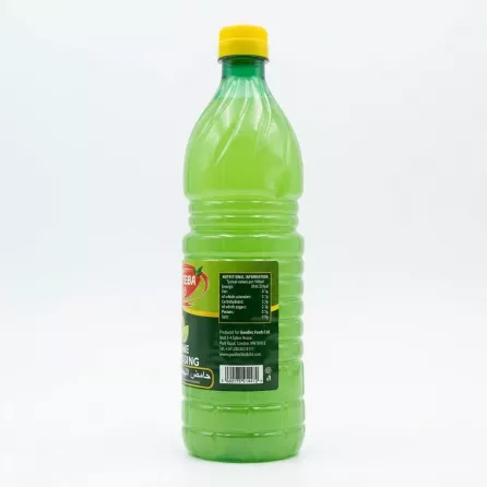 Back of Teeba Lime Dressing bottle showing price and nutritional facts