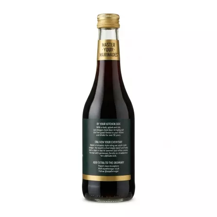 Back label of Aspall Apple Balsamic Vinegar showing usage suggestions
