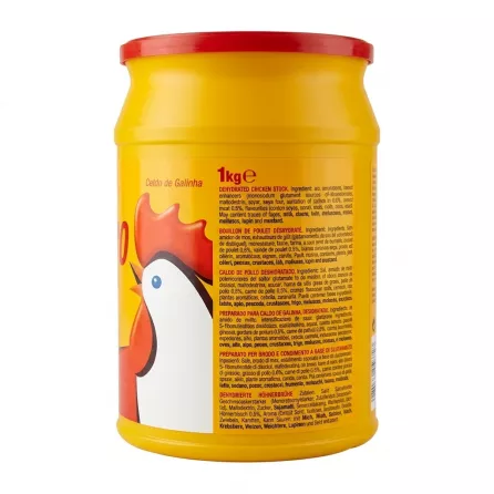 Side view of Jumbo Chicken Stock Halal 1kg with ingredients list