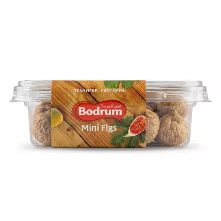 Side view of Bodrum Mini Figs pack with branding and figs visible