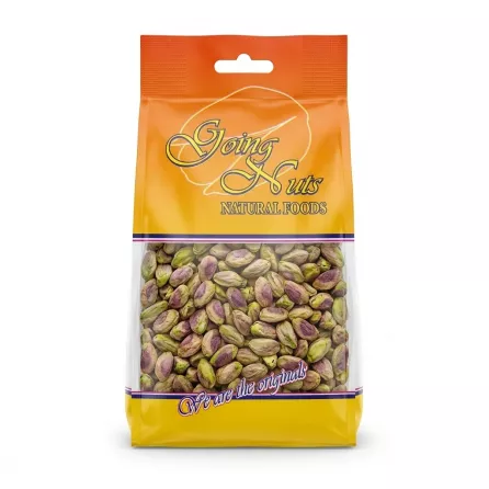 Front of Going Nuts Pistachio Kernal 150g bag showing raw pistachio kernels and price label