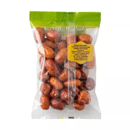 Back of Donya Senjed Dried Oleaster 60g pack showing allergen information
