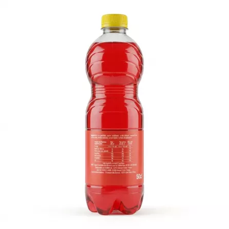 Back label showing ingredients and nutritional information of Slim Strawberry Flavoured Fizzy Drink 50cl