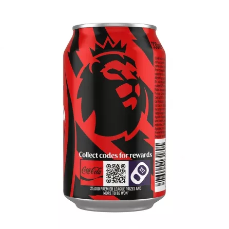 Back of can with Premier League lion logo and rewards info