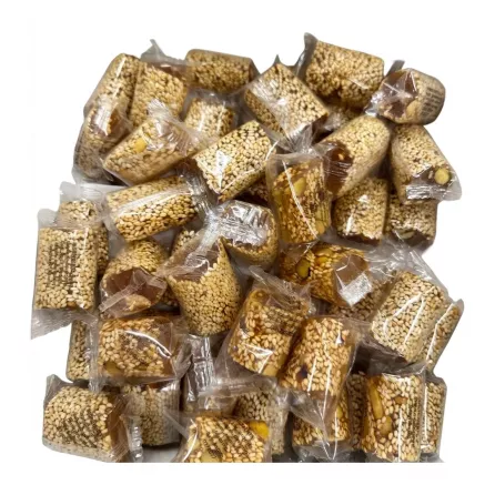 Individually wrapped sesame and nut bars in bulk box