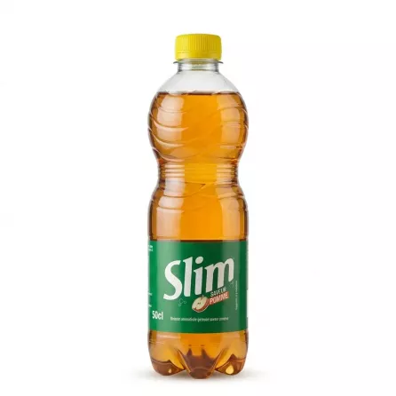 Front of Slim Apple Flavoured Sparkling Drink 50cl bottle with yellow cap