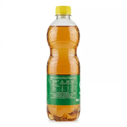 Full back label of Slim Apple Flavoured Sparkling Drink showing ingredients and nutritional values