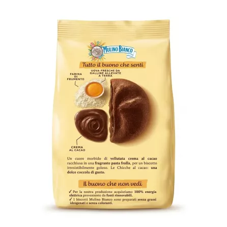 Back of Mulino Bianco Chicche showing product description in Italian