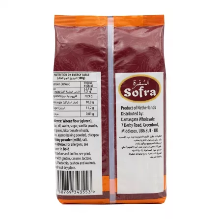 Back view of Sofra Breadsticks packaging showing ingredients and distributor information