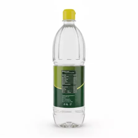 Back view of Teeba white vinegar showing nutritional facts on label